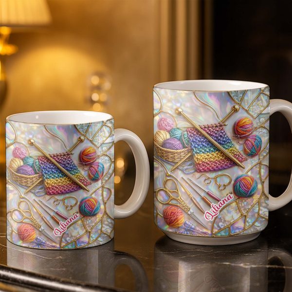 Personalized Crochet Lover's Delight With Yarn And Knitting Needles - Personalized Custom Coffee Mug - HOB042_MG Personalized Crochet Lover's Delight With Yarn And Knitting Needles - Personalized Custom Coffee Mug - HOB042_MG