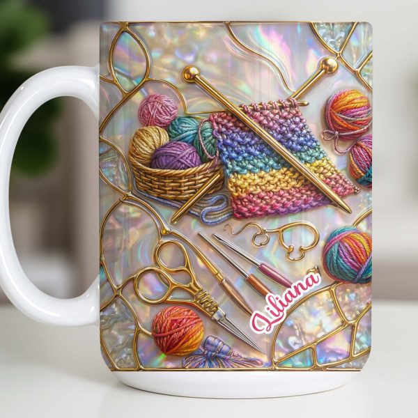 Personalized Crochet Lover's Delight With Yarn And Knitting Needles - Personalized Custom Coffee Mug - HOB042_MG Personalized Crochet Lover's Delight With Yarn And Knitting Needles - Personalized Custom Coffee Mug - HOB042_MG