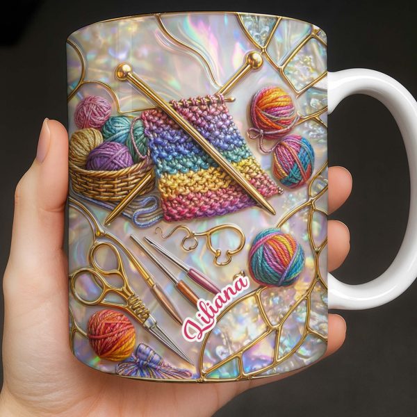 Personalized Crochet Lover's Delight With Yarn And Knitting Needles - Personalized Custom Coffee Mug - HOB042_MG Personalized Crochet Lover's Delight With Yarn And Knitting Needles - Personalized Custom Coffee Mug - HOB042_MG