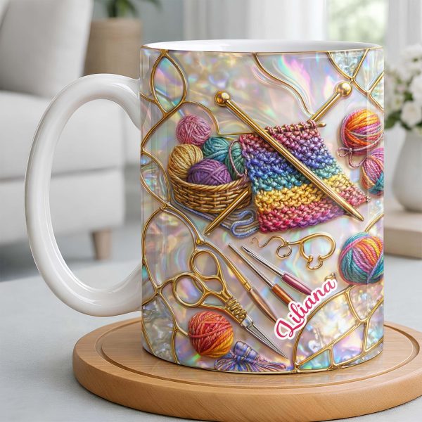 Personalized Crochet Lover's Delight With Yarn And Knitting Needles - Personalized Custom Coffee Mug - HOB042_MG Personalized Crochet Lover's Delight With Yarn And Knitting Needles - Personalized Custom Coffee Mug - HOB042_MG
