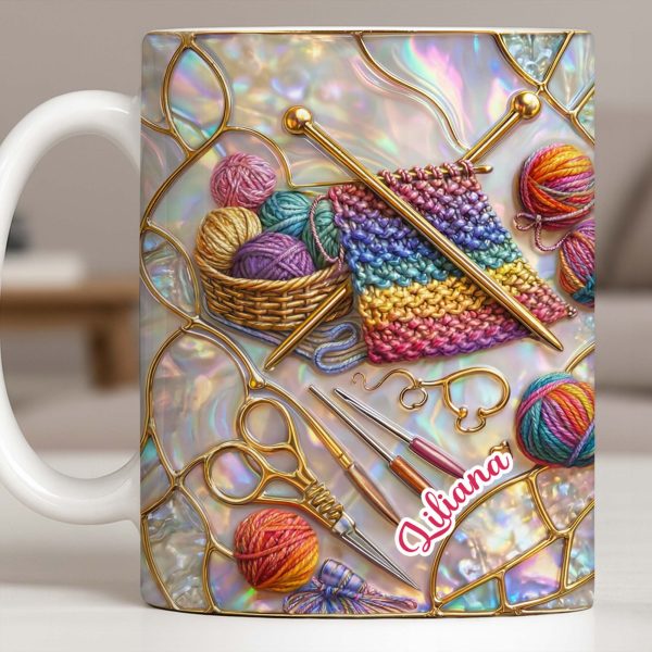 Personalized Crochet Lover's Delight With Yarn And Knitting Needles - Personalized Custom Coffee Mug - HOB042_MG Personalized Crochet Lover's Delight With Yarn And Knitting Needles - Personalized Custom Coffee Mug - HOB042_MG