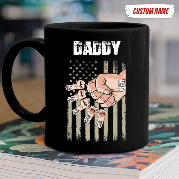 Personalized Dad With Kids Hand To Hand Family Coffee Mug, HN590 890969 Personalized Dad With Kids Hand To Hand Family Coffee Mug, HN590 890969