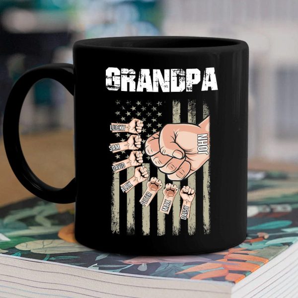 Personalized Dad With Kids Hand To Hand Family Coffee Mug, HN590 890969 Personalized Dad With Kids Hand To Hand Family Coffee Mug, HN590 890969