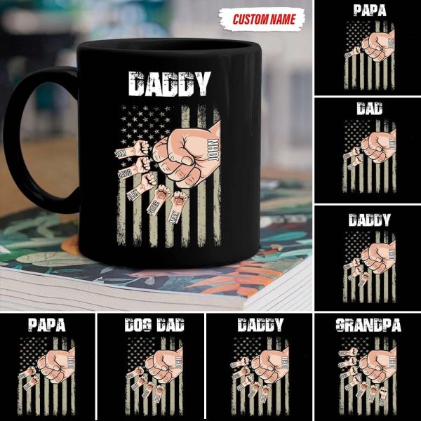 Personalized Dad With Kids Hand To Hand Family Coffee Mug, HN590 890969 Personalized Dad With Kids Hand To Hand Family Coffee Mug, HN590 890969
