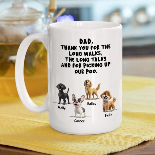Personalized Dog Dad White Ceramic Mug with Funny Thank You Quote for Walks & Talks Unique Gift for Pet Dad Personalized Dog Dad White Ceramic Mug with Funny Thank You Quote for Walks & Talks Unique Gift for Pet Dad