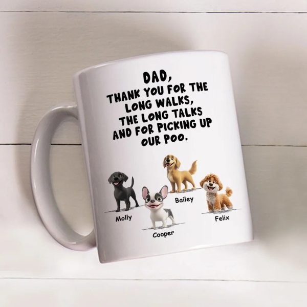 Personalized Dog Dad White Ceramic Mug with Funny Thank You Quote for Walks & Talks Unique Gift for Pet Dad Personalized Dog Dad White Ceramic Mug with Funny Thank You Quote for Walks & Talks Unique Gift for Pet Dad