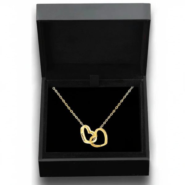 Personalized Double Heart Name Necklace in Stainless Steel