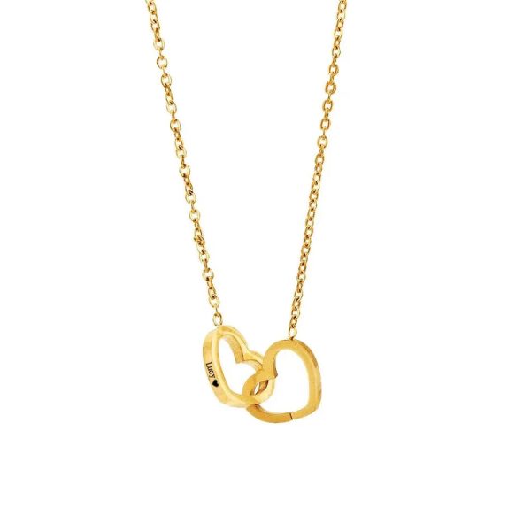 Personalized Double Heart Name Necklace in Stainless Steel