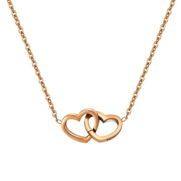 Personalized Double Heart Name Necklace in Stainless Steel