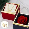 Personalized Double Heart Necklace with Rose Gift Box Personalized Double Heart Necklace with Rose Gift Box
