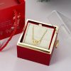 Personalized Double Heart Necklace with Rose Gift Box Personalized Double Heart Necklace with Rose Gift Box