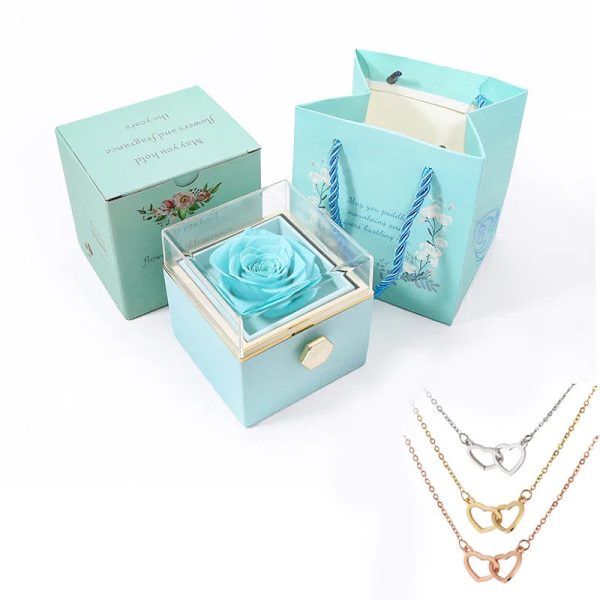 Personalized Double Heart Necklace with Rose Gift Box Personalized Double Heart Necklace with Rose Gift Box