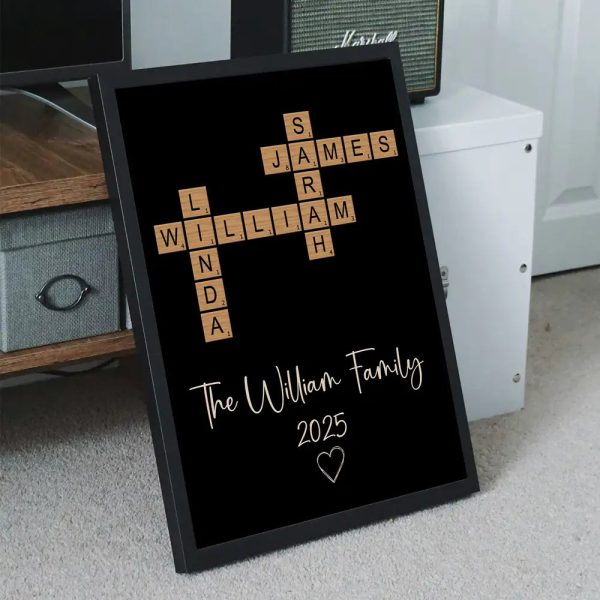 Personalized Family White Ceramic Mug with Wooden Tile Crossword Art - Unique Creative Gift for Home Personalized Family White Ceramic Mug with Wooden Tile Crossword Art - Unique Creative Gift for Home