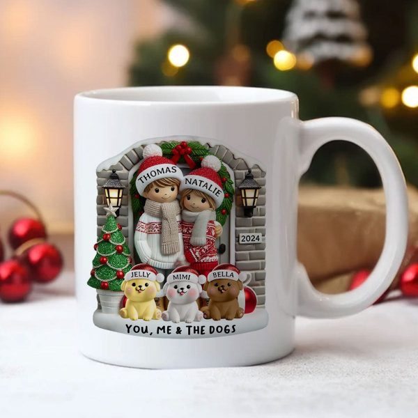 Personalized Farmhouse Couple Mug with Optional Pet Dog Cat, Christmas Gift for Him, Gift for Her Personalized Farmhouse Couple Mug with Optional Pet Dog Cat, Christmas Gift for Him, Gift for Her
