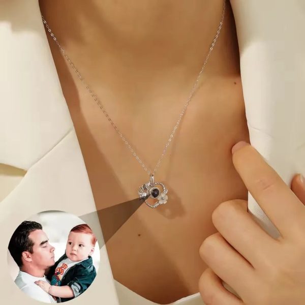 Personalized Flower Heart Projection Necklace in 925 Silver