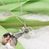 Personalized Flower Heart Projection Necklace in 925 Silver