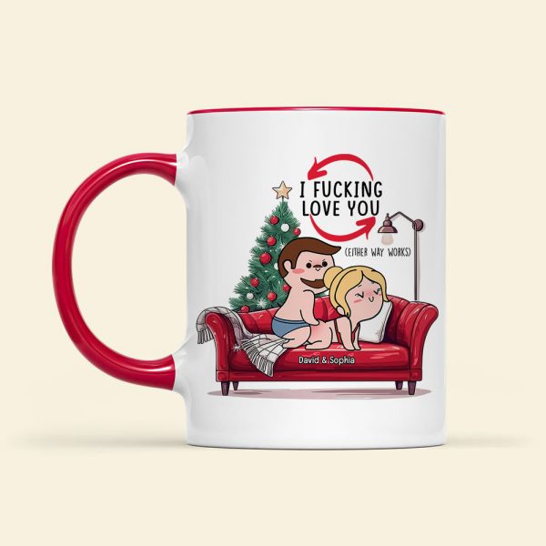Personalized Gift for Couple, Naughty Couple On Sofa Christmas Coffee Mug 04toqn031024hh