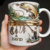 Personalized Gift For Fishing Enthusiasts With Fisherman And Lures - Personalized Custom Coffee Mug - FISH021_MG