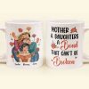Personalized Gift for Mother or Daughter Ceramic Mug Featuring Hugging Scene with 'First Our Mother, Forever Our Friend'