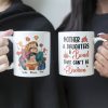 Personalized Gift for Mother or Daughter Ceramic Mug Featuring Hugging Scene with 'First Our Mother, Forever Our Friend'