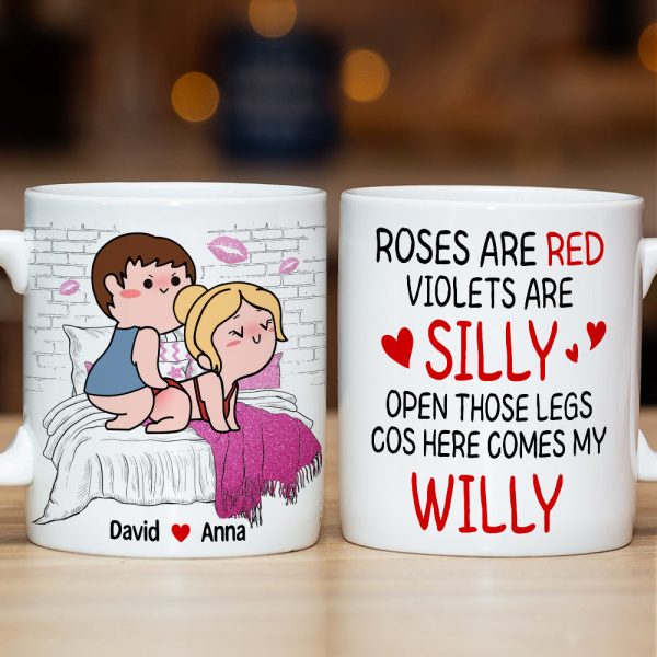 Personalized Gifts For Couple Coffee Mug Open Those Legs Cos Here Comes My Willy Funny Valentine's Gifts