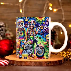 Personalized Gifts For Couple, Hippie Couple White Mug 01ACDT310824