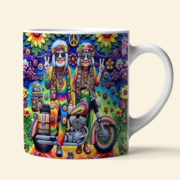 Personalized Gifts For Couple, Hippie Couple White Mug 01ACDT310824