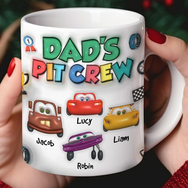 Personalized Gifts For Dad 3D Inflated Mug, Dad's Pit Crew 01kapu210824