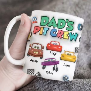 Personalized Gifts For Dad 3D Inflated Mug, Dad's Pit Crew 01kapu210824