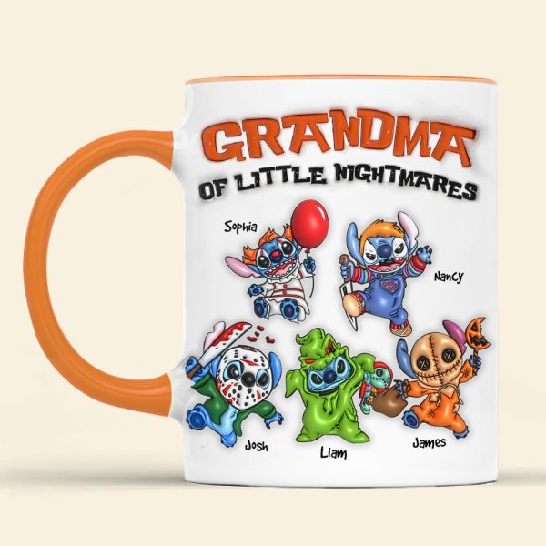 Personalized Gifts For Grandma Accent Mug, Horror Cartoon Character 04NAPU020824