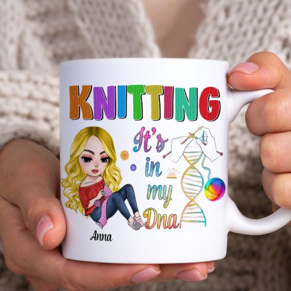 Personalized Gifts for Knitters, Knitting in my DNA White Mug 04TOTN070824 Personalized Gifts for Knitters, Knitting in my DNA White Mug 04TOTN070824