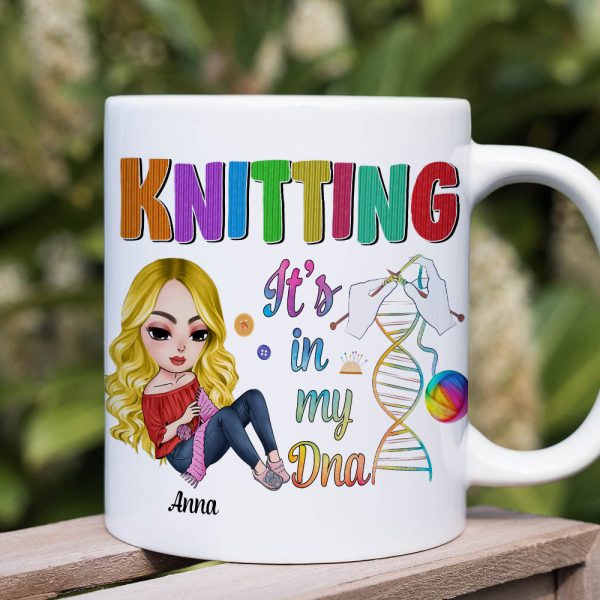 Personalized Gifts for Knitters, Knitting in my DNA White Mug 04TOTN070824 Personalized Gifts for Knitters, Knitting in my DNA White Mug 04TOTN070824