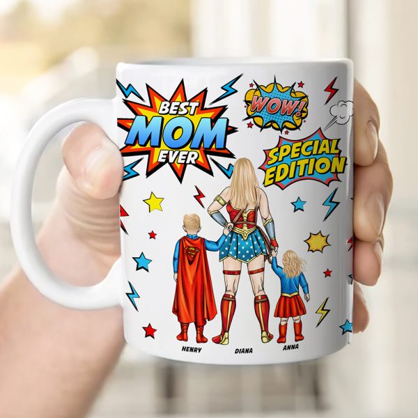 Personalized Gifts For Mom Coffee Mug Super Mom And Kids Mother's Day