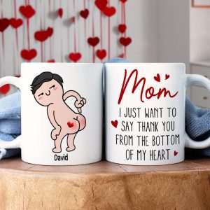 Personalized Gifts For Mom Coffee Mug Thank You From The Bottom Of My Heart Funny Mother's Day Gifts