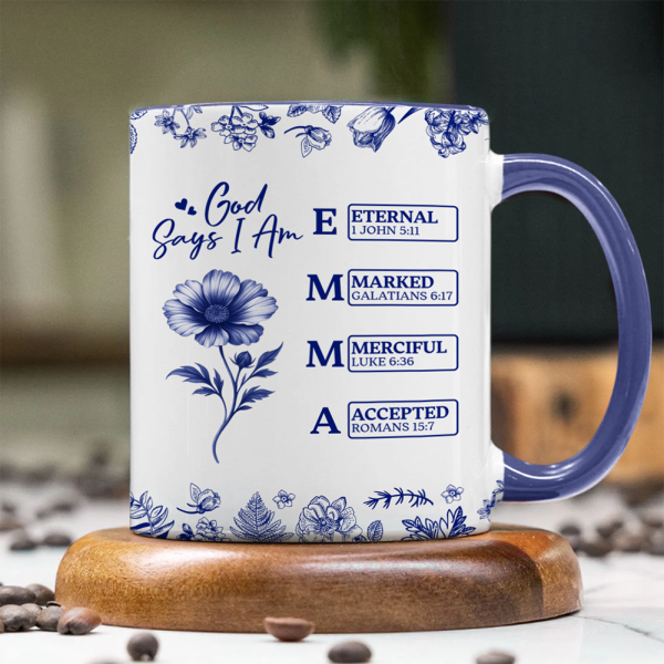 Personalized God Says I Am Name Letter In Bible Birth Flower Toile De Jouy Style Accent Mug HO82 894652 Personalized God Says I Am Name Letter In Bible Birth Flower Toile De Jouy Style Accent Mug HO82 894652
