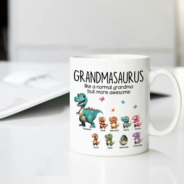 Personalized Grandmasaurus Ceramic Mug - Unique Grandma Gift