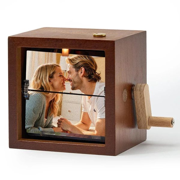 Personalized Hand Crank Photo Flip Box with Light Personalized Hand Crank Photo Flip Box with Light