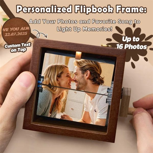 Personalized Hand Crank Photo Flip Box with Light Personalized Hand Crank Photo Flip Box with Light