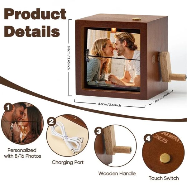 Personalized Hand Crank Photo Flip Box with Light Personalized Hand Crank Photo Flip Box with Light