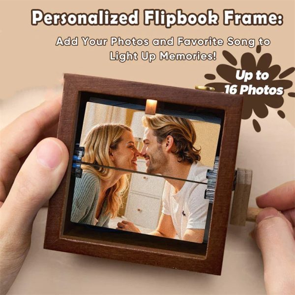 Personalized Hand Crank Photo Flip Box with Light Personalized Hand Crank Photo Flip Box with Light