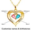 Personalized Heart Name and Birthstone Necklace