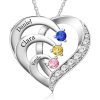Personalized Heart Name Necklace with Birthstones Personalized Heart Name Necklace with Birthstones