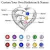 Personalized Heart Name Necklace with Birthstones Personalized Heart Name Necklace with Birthstones