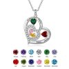 Personalized Heart Name Necklace with Birthstones Personalized Heart Name Necklace with Birthstones