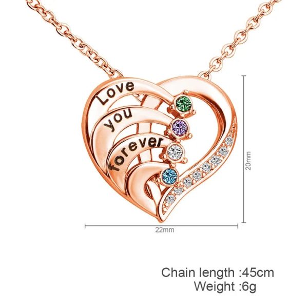 Personalized Heart Name Necklace with Birthstones Personalized Heart Name Necklace with Birthstones