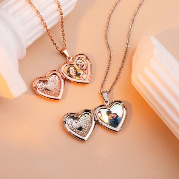 Personalized Heart Photo Locket Necklace