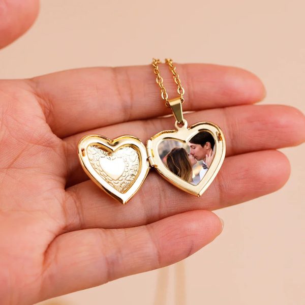 Personalized Heart Photo Locket Necklace