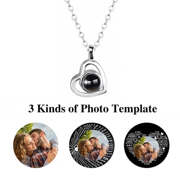 Personalized Heart Photo Projection Necklace with 100 Languages Personalized Heart Photo Projection Necklace with 100 Languages