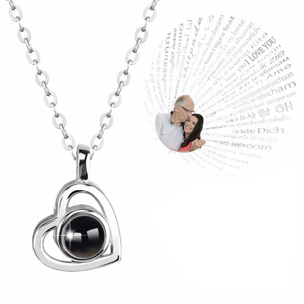 Personalized Heart Photo Projection Necklace with 100 Languages Personalized Heart Photo Projection Necklace with 100 Languages