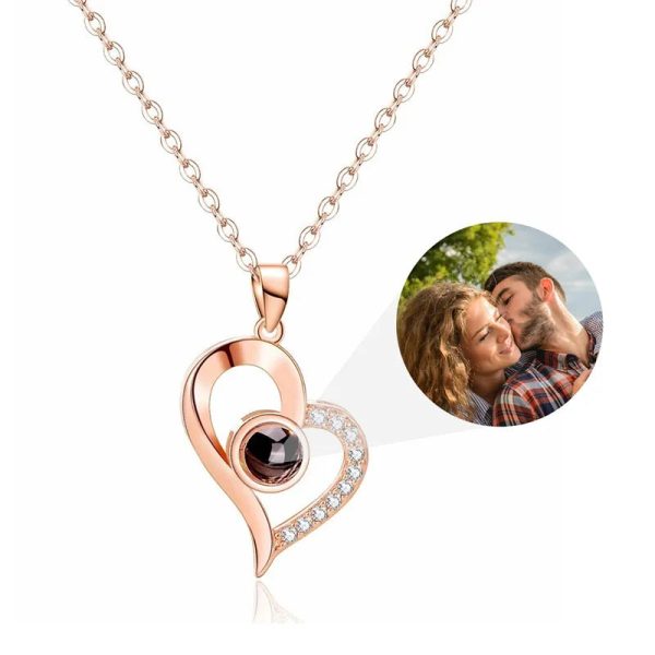 Personalized Heart Photo Projection Necklace with 100 Languages Personalized Heart Photo Projection Necklace with 100 Languages